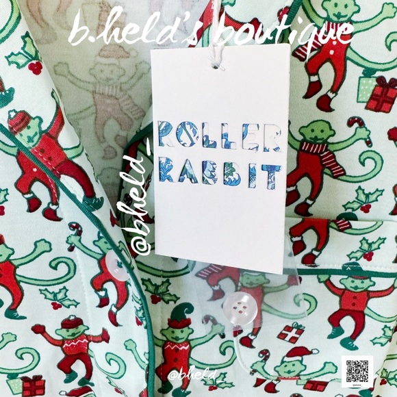 Roller Rabbit Monkey Mas Polo Pajamas in Mint Green Size XS Brand New NWT - Picture 3 of 16